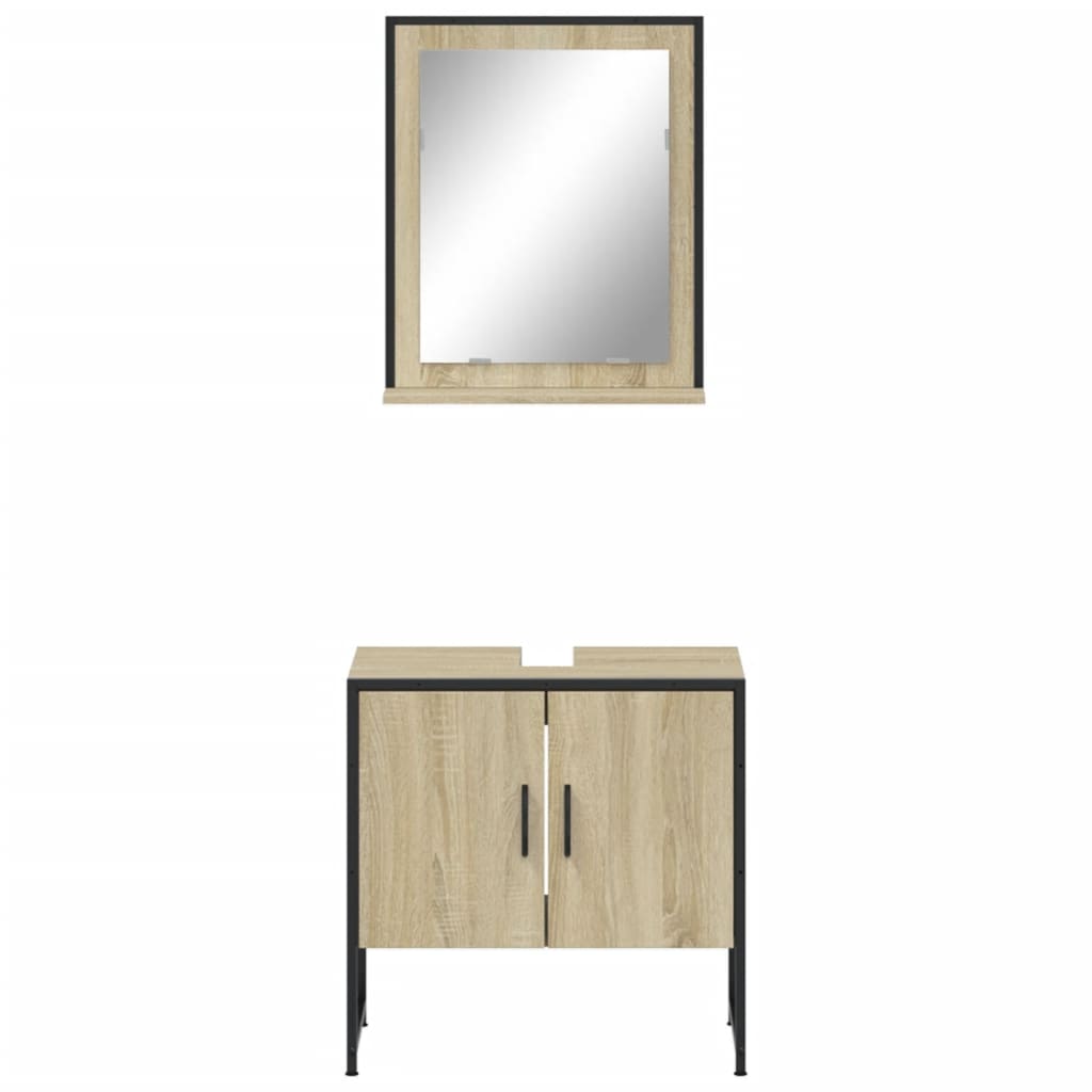 Set Mobili da Bagno 2 pz Rovere Sonoma in Legno Multistrato 3214335