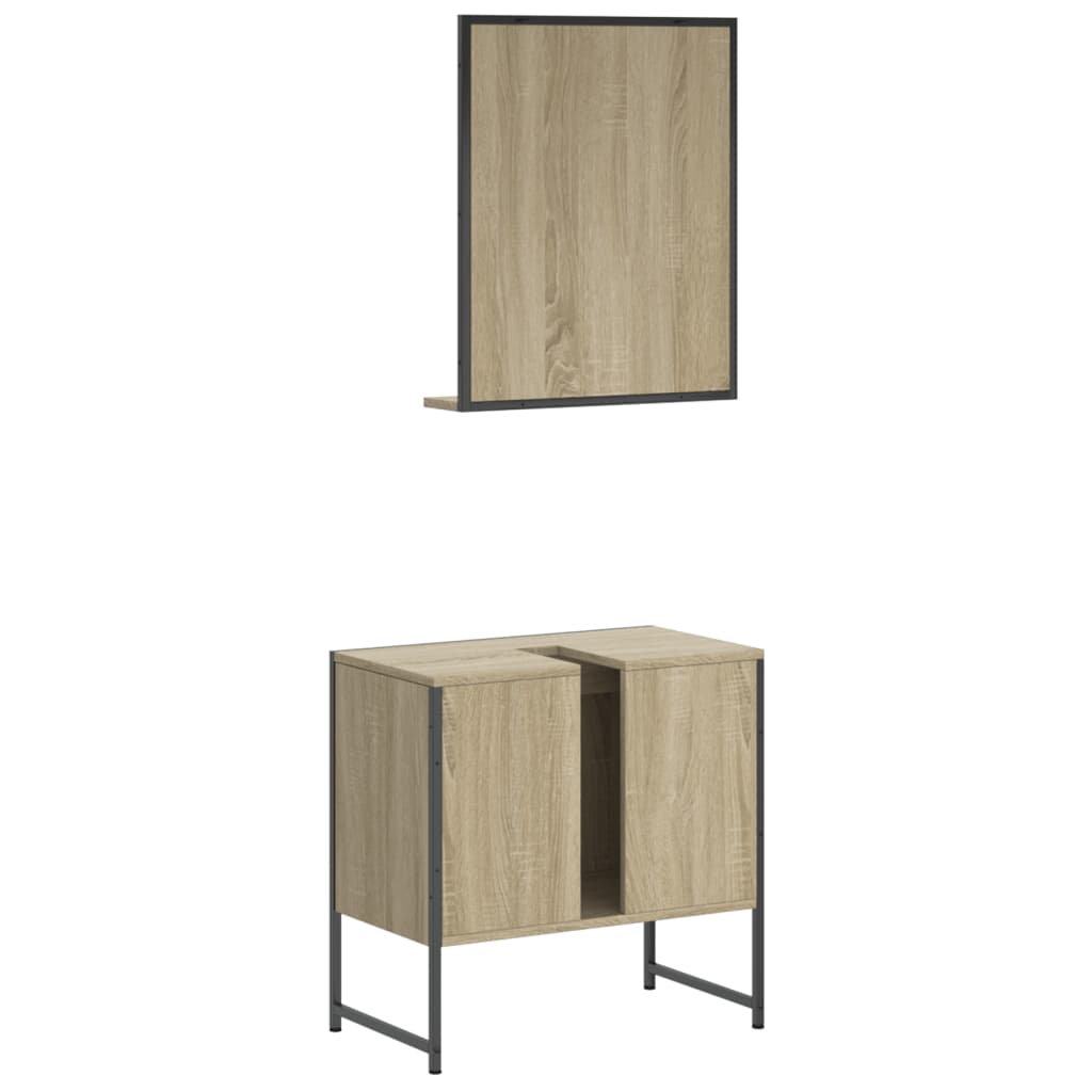 Set Mobili da Bagno 2 pz Rovere Sonoma in Legno Multistrato 3214335