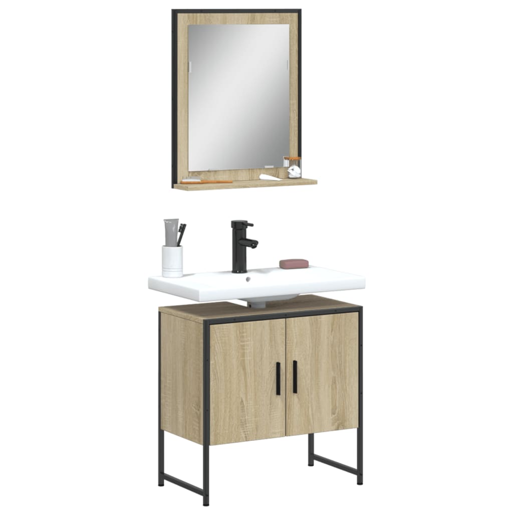 Set Mobili da Bagno 2 pz Rovere Sonoma in Legno Multistrato 3214335