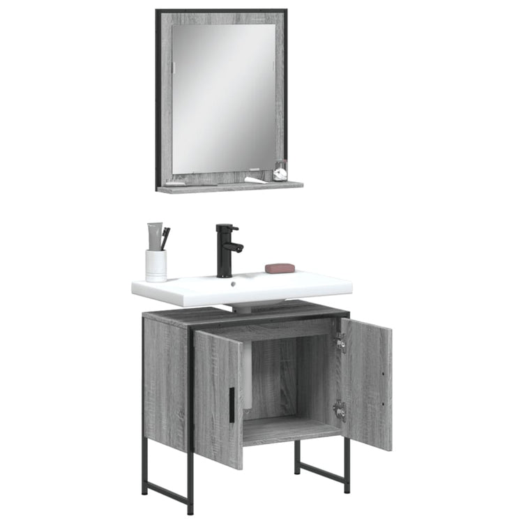 Set Mobili da Bagno 2 pz Grigio Sonoma in Legno Multistrato 3214337