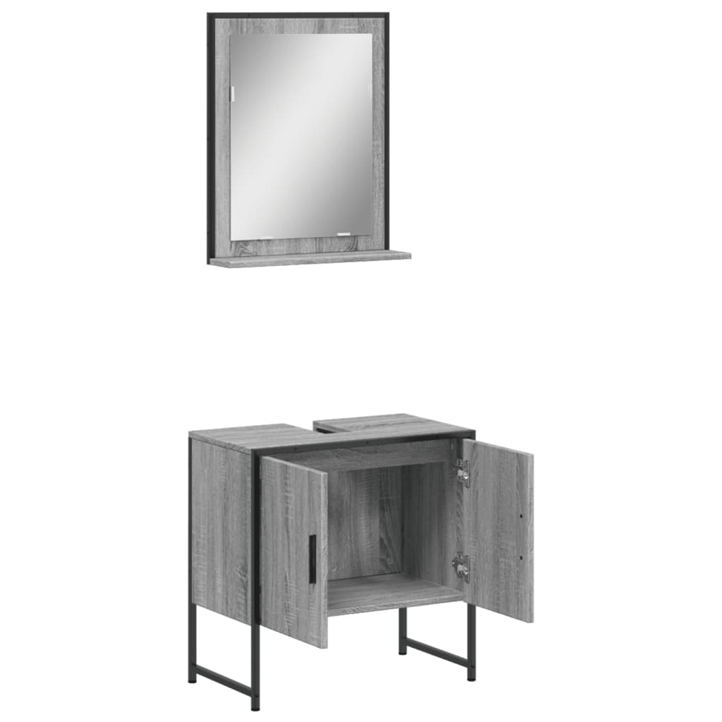 Set Mobili da Bagno 2 pz Grigio Sonoma in Legno Multistrato 3214337