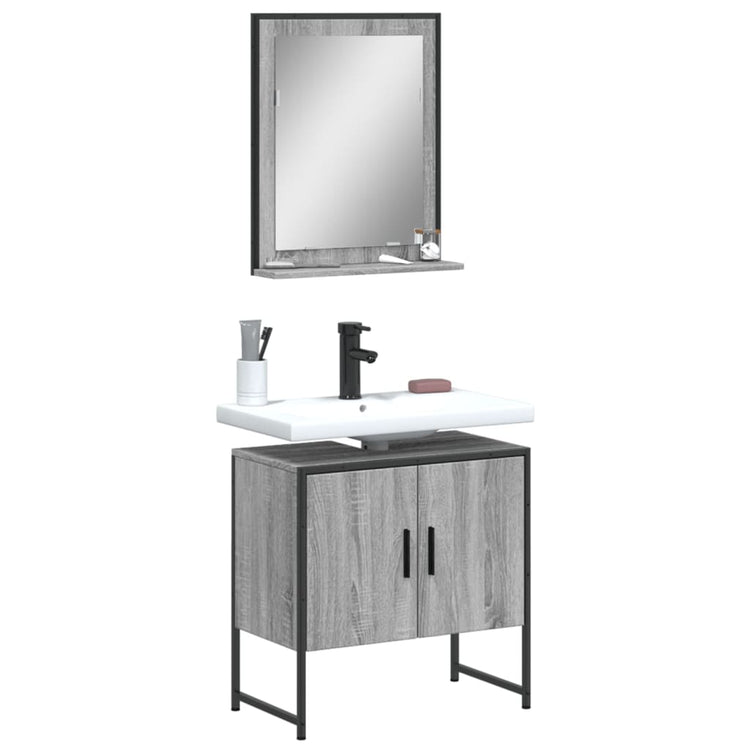 Set Mobili da Bagno 2 pz Grigio Sonoma in Legno Multistrato 3214337