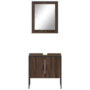 Set Mobili da Bagno 2 pz Rovere Marrone in Legno Multistrato 3214338