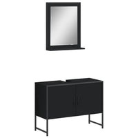 Set Mobili da Bagno 2 pz Nero in Legno Multistrato 3214339