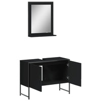 Set Mobili da Bagno 2 pz Nero in Legno Multistrato 3214339