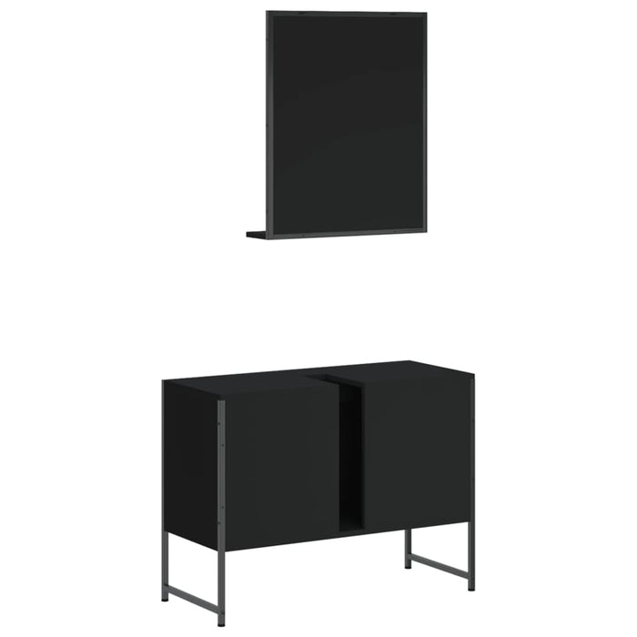 Set Mobili da Bagno 2 pz Nero in Legno Multistrato 3214339