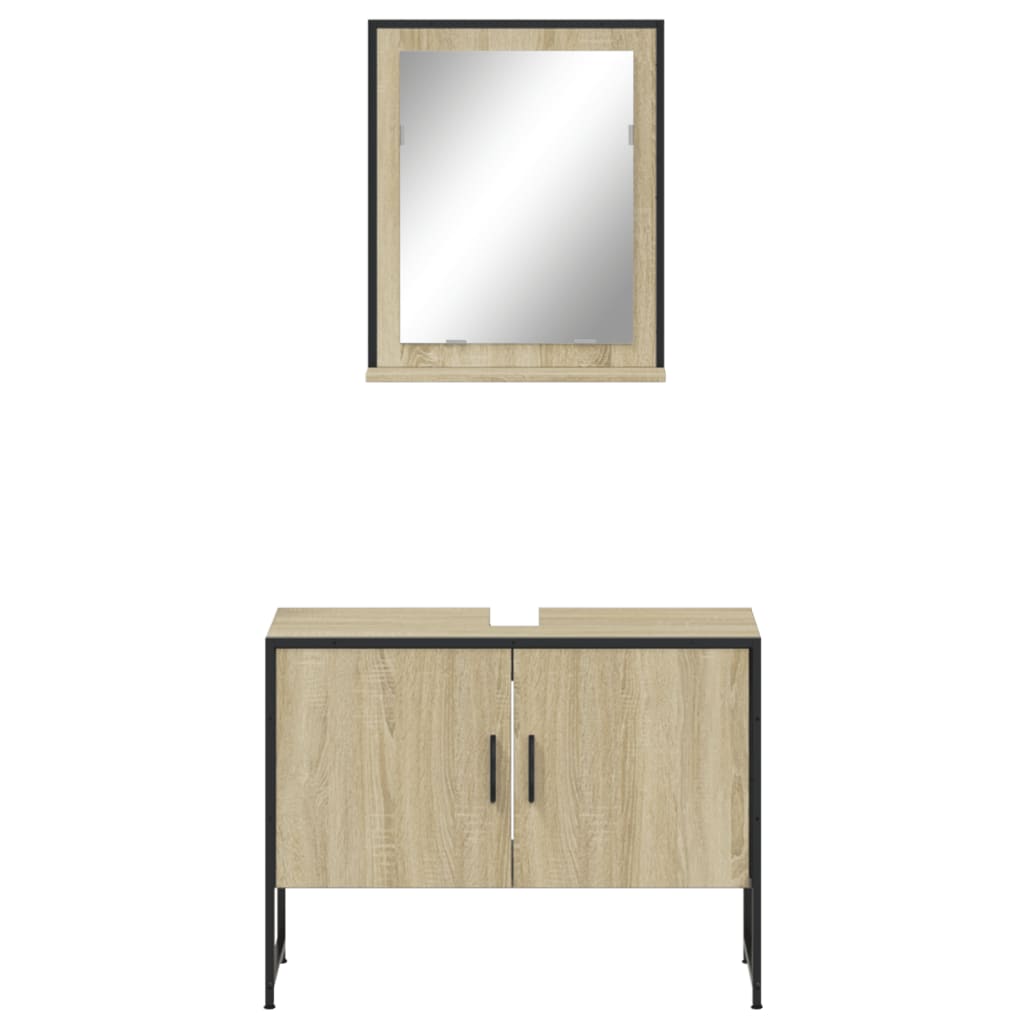 Set Mobili da Bagno 2 pz Rovere Sonoma in Legno Multistrato 3214340