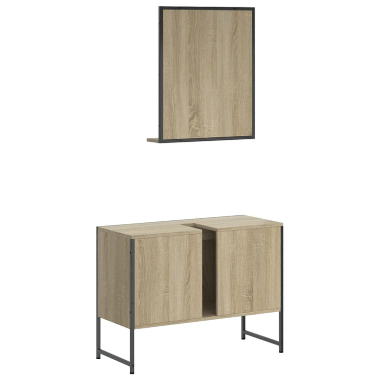 Set Mobili da Bagno 2 pz Rovere Sonoma in Legno Multistrato 3214340