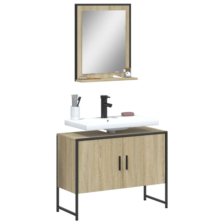 Set Mobili da Bagno 2 pz Rovere Sonoma in Legno Multistrato 3214340