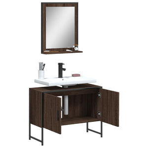 Set Mobili da Bagno 2 pz Rovere Marrone in Legno Multistrato 3214343