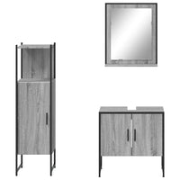 Set Mobili da Bagno 3 pz Grigio Sonoma in Legno Multistrato 3214347