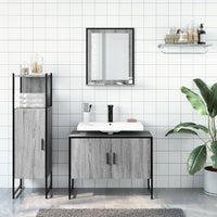 Set Mobili da Bagno 3 pz Grigio Sonoma in Legno Multistrato 3214352