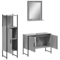 Set Mobili da Bagno 3 pz Grigio Sonoma in Legno Multistrato 3214352