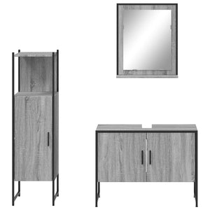 Set Mobili da Bagno 3 pz Grigio Sonoma in Legno Multistrato 3214352