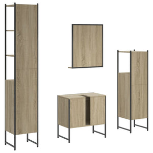 Set Mobili da Bagno 4 pz Rovere Sonoma in Legno Multistrato 3214355