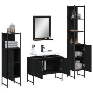 Set Mobili da Bagno 4 pz Nero in Legno Multistrato 3214359