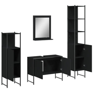 Set Mobili da Bagno 4 pz Nero in Legno Multistrato 3214359