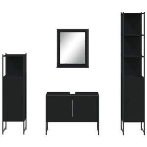 Set Mobili da Bagno 4 pz Nero in Legno Multistrato 3214359