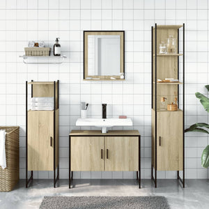 Set Mobili da Bagno 4 pz Rovere Sonoma in Legno Multistrato 3214360