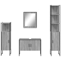 Set Mobili da Bagno 4 pz Grigio Sonoma in Legno Multistrato 3214362