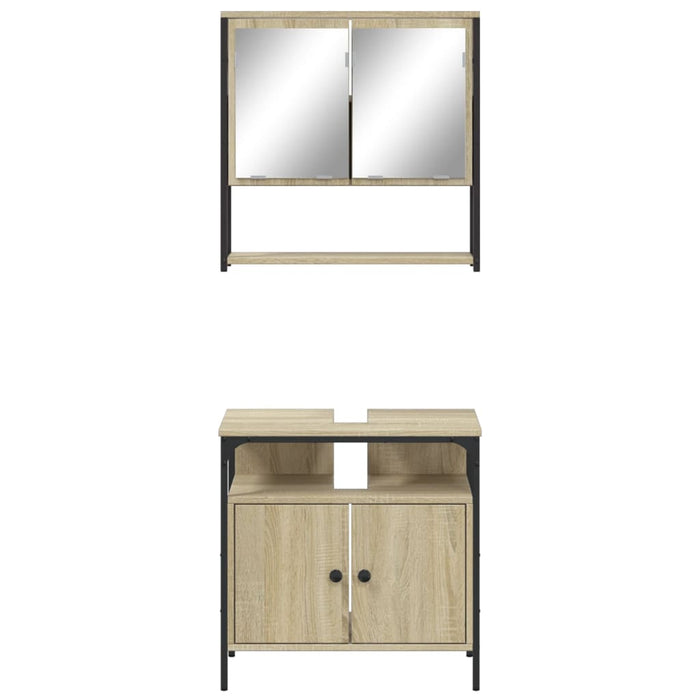 Set Mobili da Bagno 2 pz Rovere Sonoma in Legno Multistrato 3214656