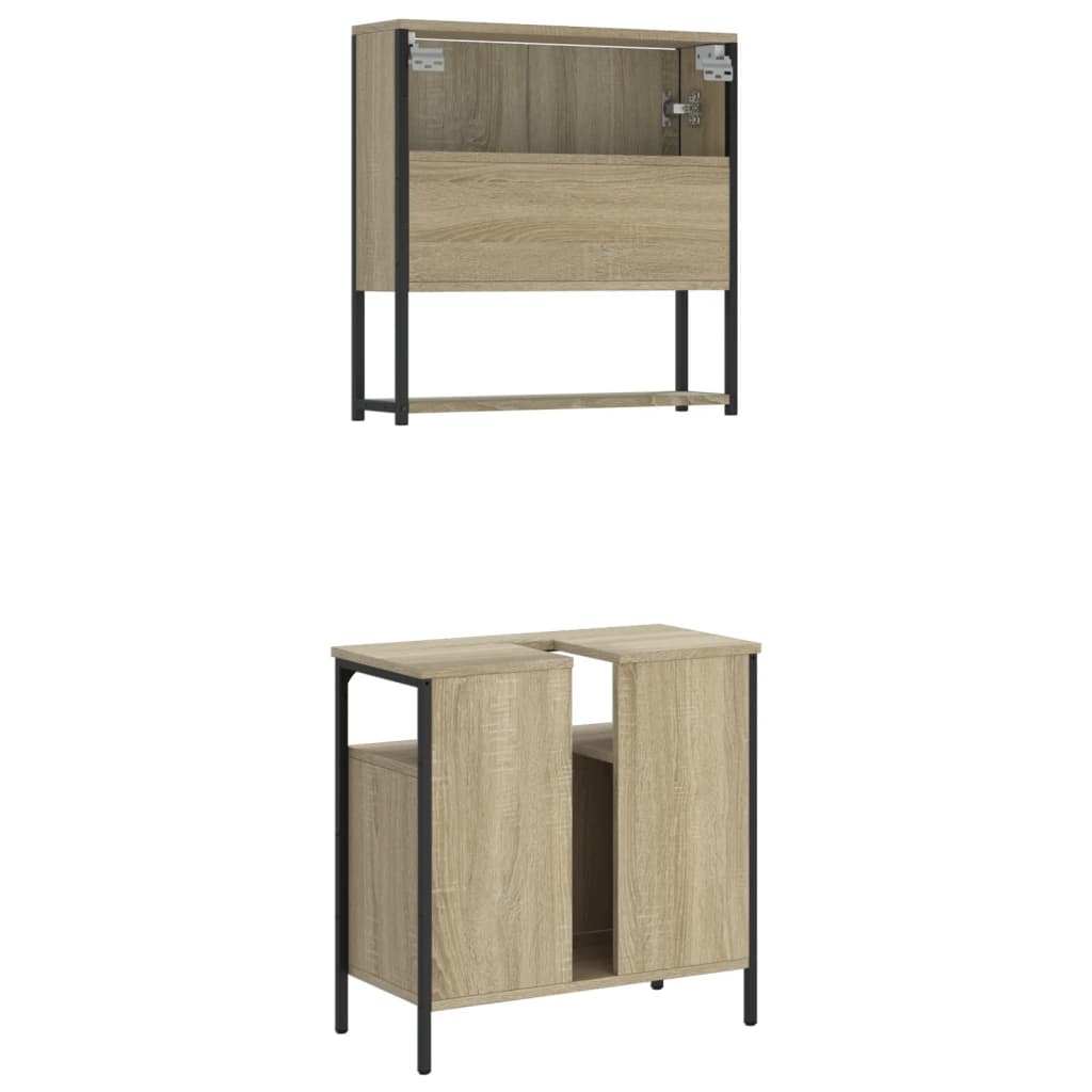 Set Mobili da Bagno 2 pz Rovere Sonoma in Legno Multistrato 3214656