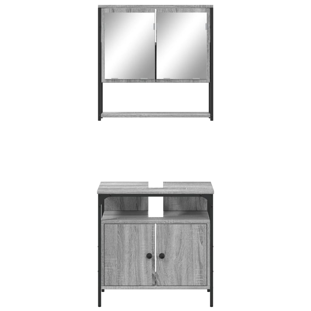 Set Mobili da Bagno 2 pz Grigio Sonoma in Legno Multistrato 3214658