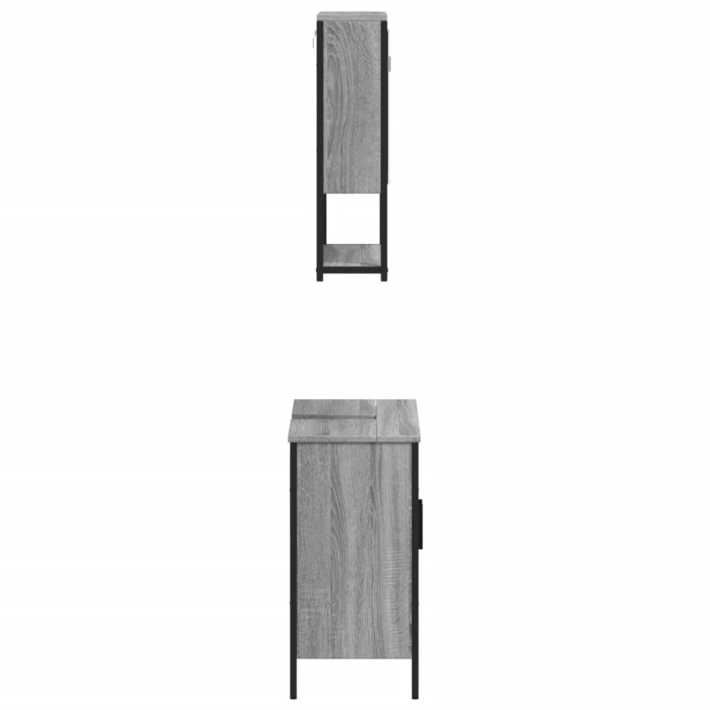 Set Mobili da Bagno 2 pz Grigio Sonoma in Legno Multistrato 3214663