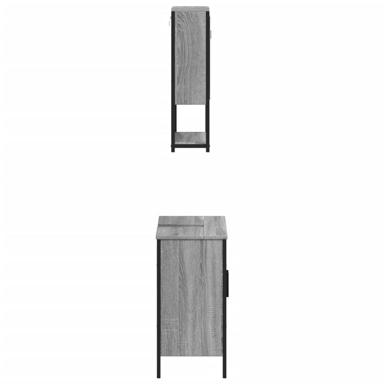 Set Mobili da Bagno 2 pz Grigio Sonoma in Legno Multistrato 3214663