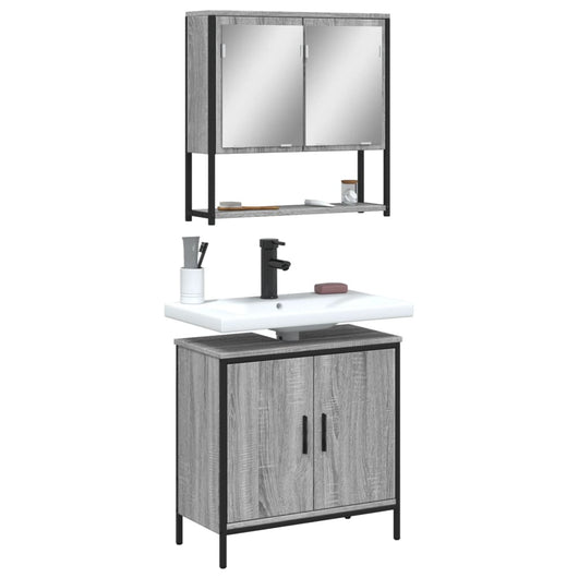 Set Mobili da Bagno 2 pz Grigio Sonoma in Legno Multistratocod mxl 115479