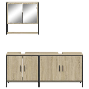 Set Mobili da Bagno 3 pz Rovere Sonoma in Legno Multistrato 3214671