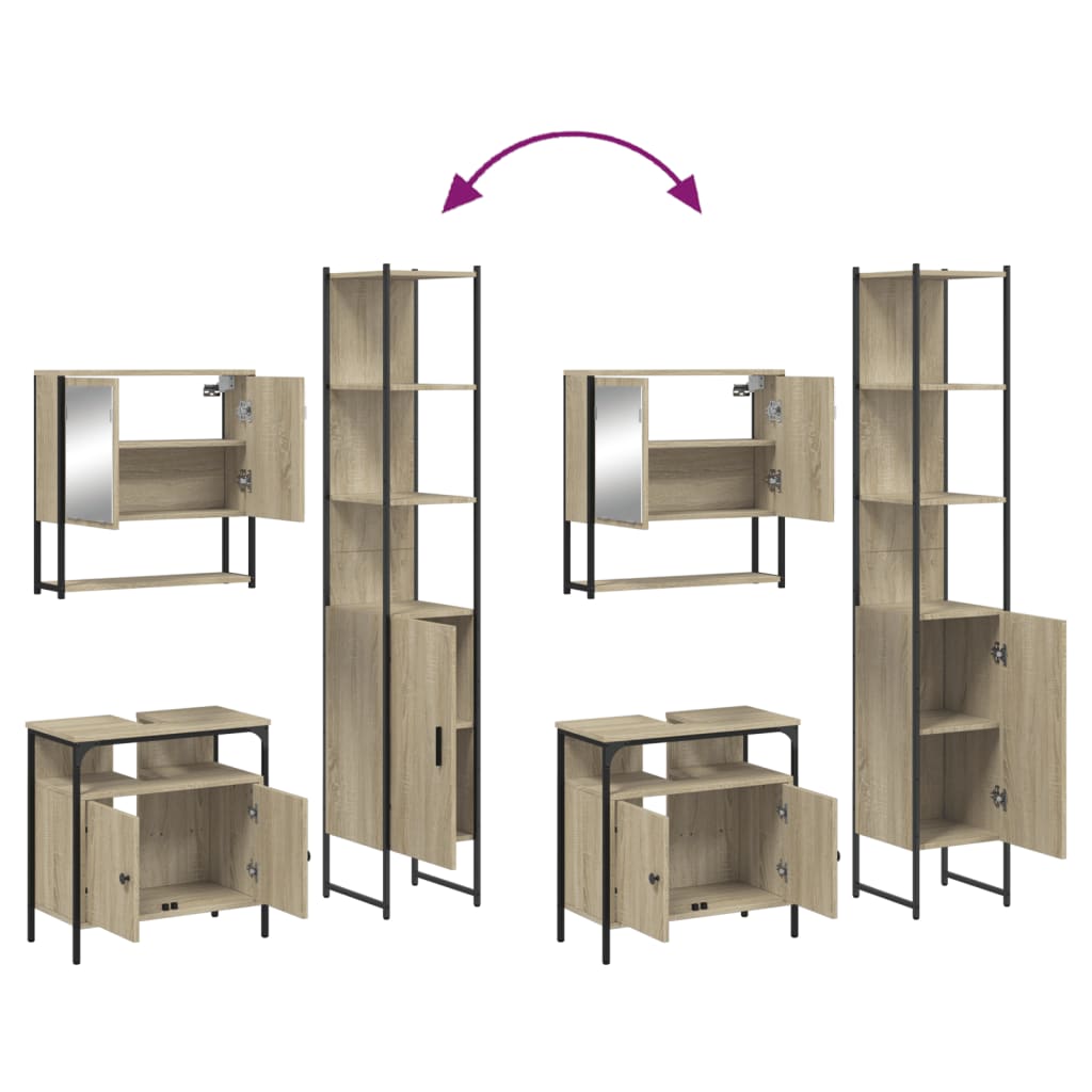 Set Mobili da Bagno 3 pz Rovere Sonoma in Legno Multistrato 3214676