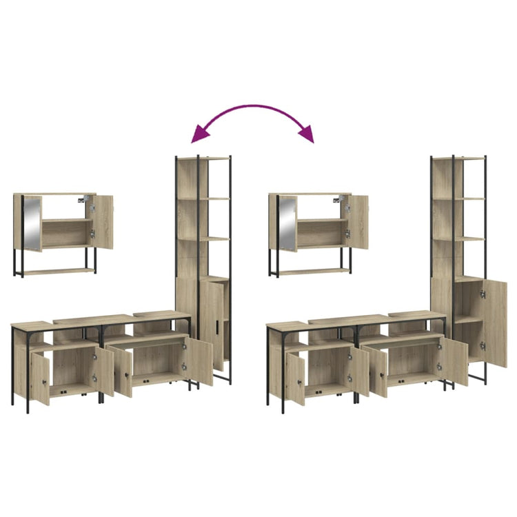 Set Mobili da Bagno 4 pz Rovere Sonoma in Legno Multistrato 3214686