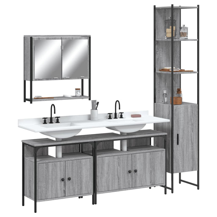 Set Mobili da Bagno 4 pz Grigio Sonoma in Legno Multistratocod mxl 91795