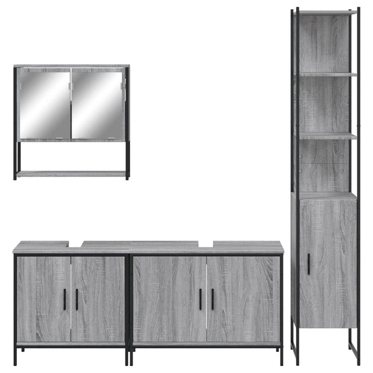 Set Mobili da Bagno 4 pz Grigio Sonoma in Legno Multistrato 3214693