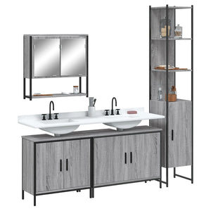 Set Mobili da Bagno 4 pz Grigio Sonoma in Legno Multistrato 3214693