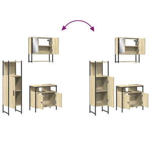 Set Mobili da Bagno 3 pz Rovere Sonoma in Legno Multistrato 3214696