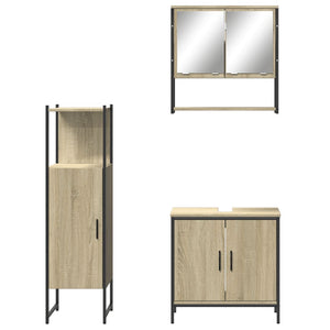 Set Mobili da Bagno 3 pz Rovere Sonoma in Legno Multistrato 3214701