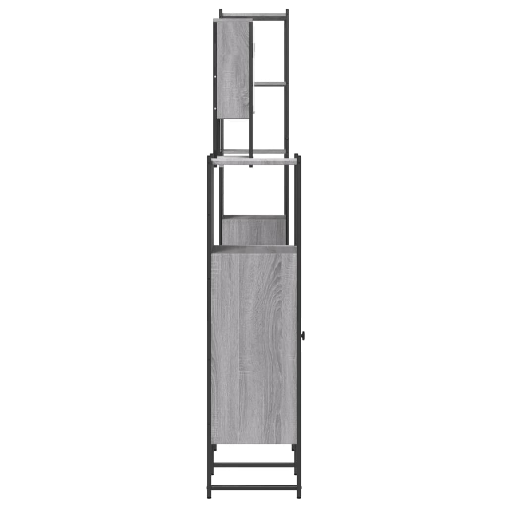 Set Mobili da Bagno 4 pz Grigio Sonoma in Legno Multistrato 3214708