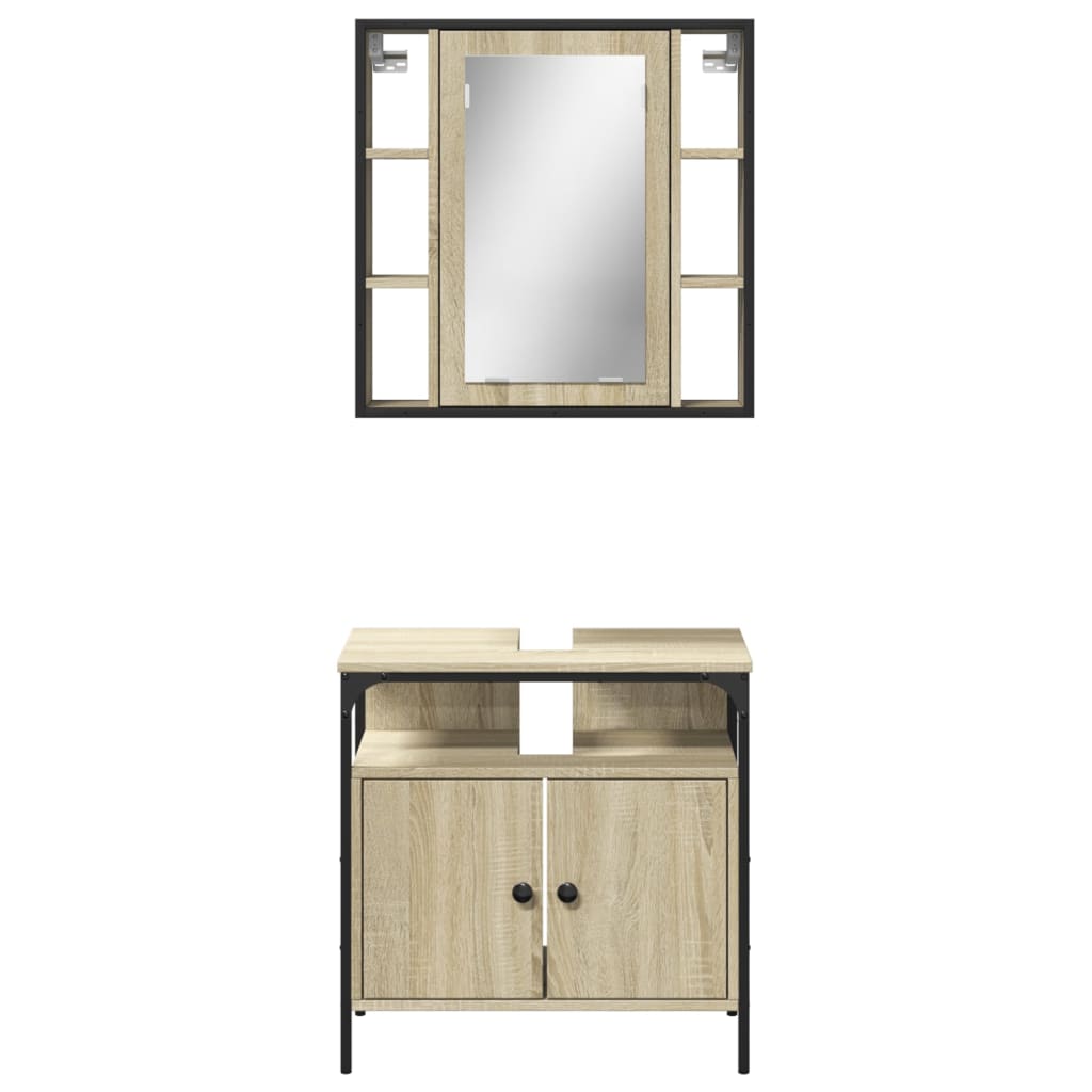 Set Mobili da Bagno 2 pz Rovere Sonoma in Legno Multistrato 3214716