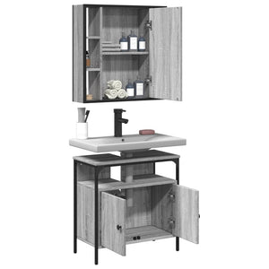 Set Mobili da Bagno 2 pz Grigio Sonoma in Legno Multistrato 3214718