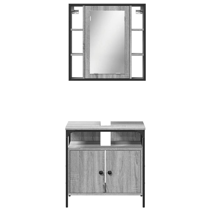 Set Mobili da Bagno 2 pz Grigio Sonoma in Legno Multistrato 3214718