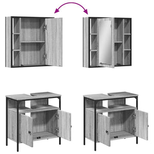 Set Mobili da Bagno 2 pz Grigio Sonoma in Legno Multistrato 3214718