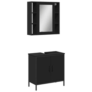 Set Mobili da Bagno 2 pz Nero in Legno Multistrato 3214720