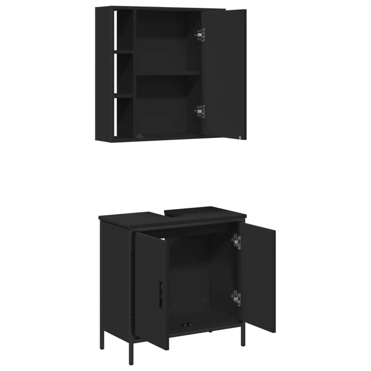 Set Mobili da Bagno 2 pz Nero in Legno Multistrato 3214720