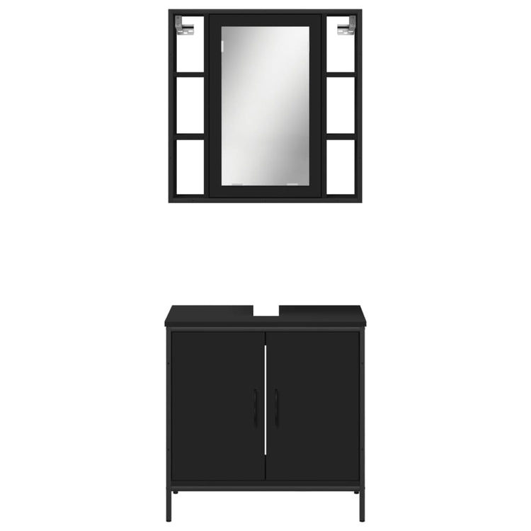 Set Mobili da Bagno 2 pz Nero in Legno Multistrato 3214720