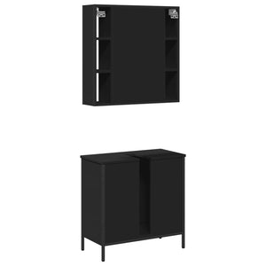 Set Mobili da Bagno 2 pz Nero in Legno Multistrato 3214720