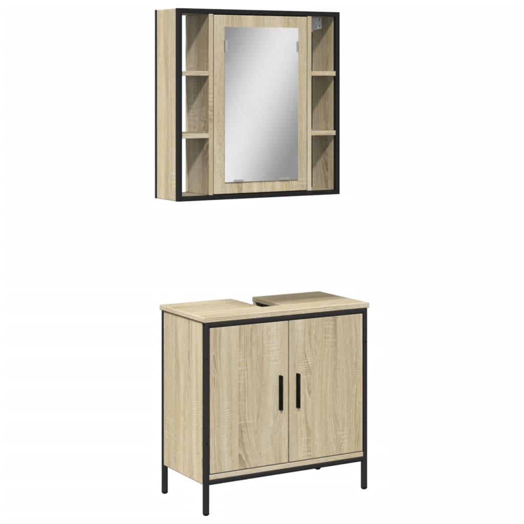 Set Mobili da Bagno 2 pz Rovere Sonoma in Legno Multistrato 3214721