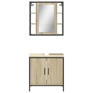 Set Mobili da Bagno 2 pz Rovere Sonoma in Legno Multistrato 3214721