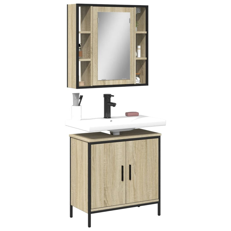 Set Mobili da Bagno 2 pz Rovere Sonoma in Legno Multistrato 3214721